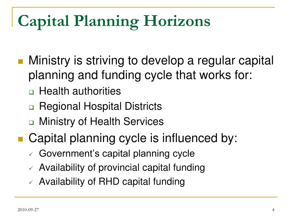 capital planning horizons