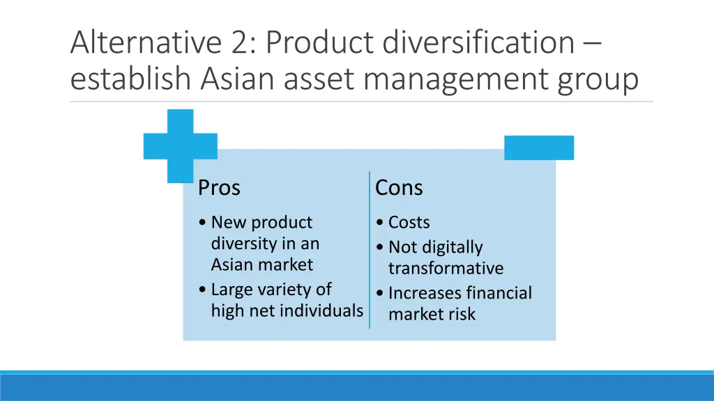 alternative 2 product diversification establish