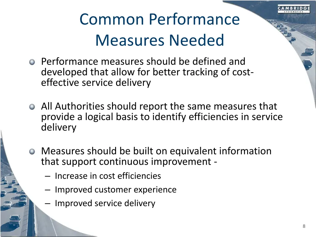 common performance measures needed