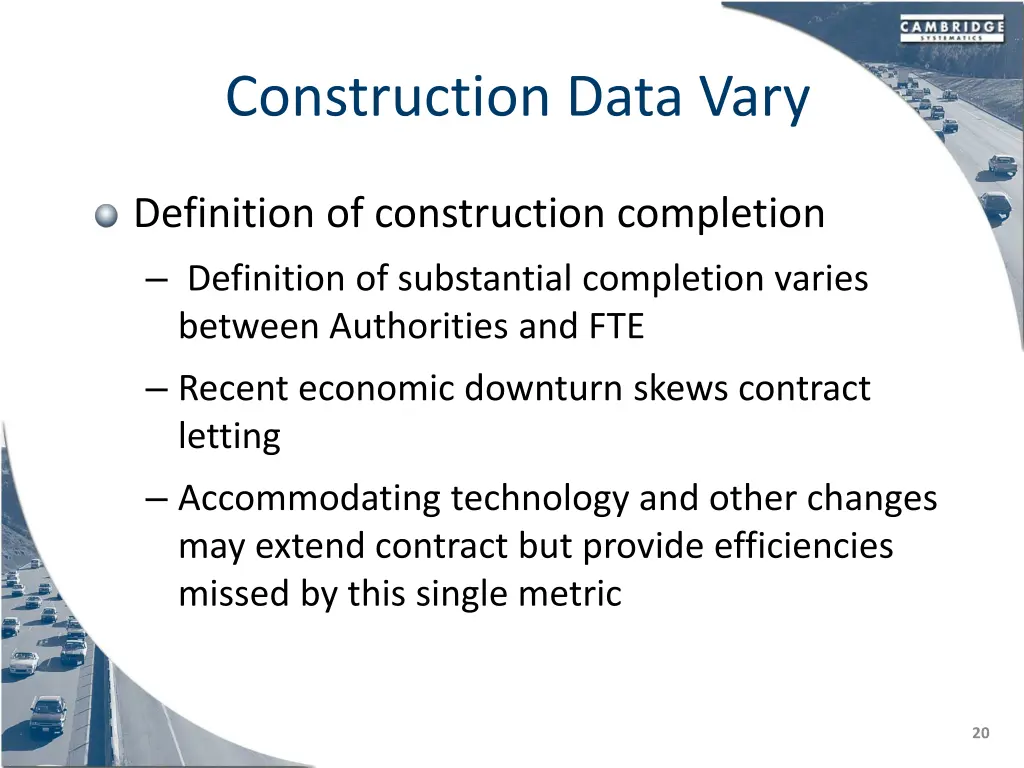 construction data vary