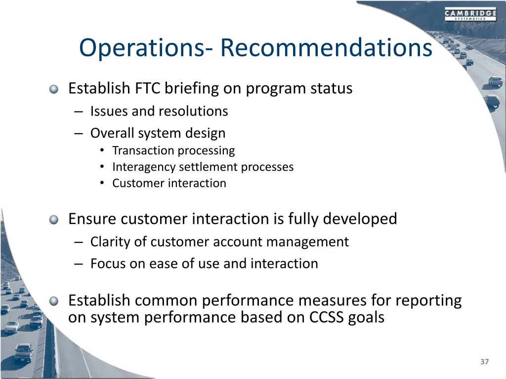 operations recommendations