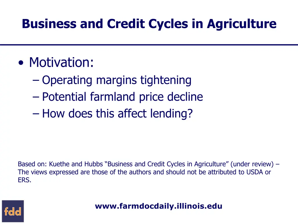 business and credit cycles in agriculture 1