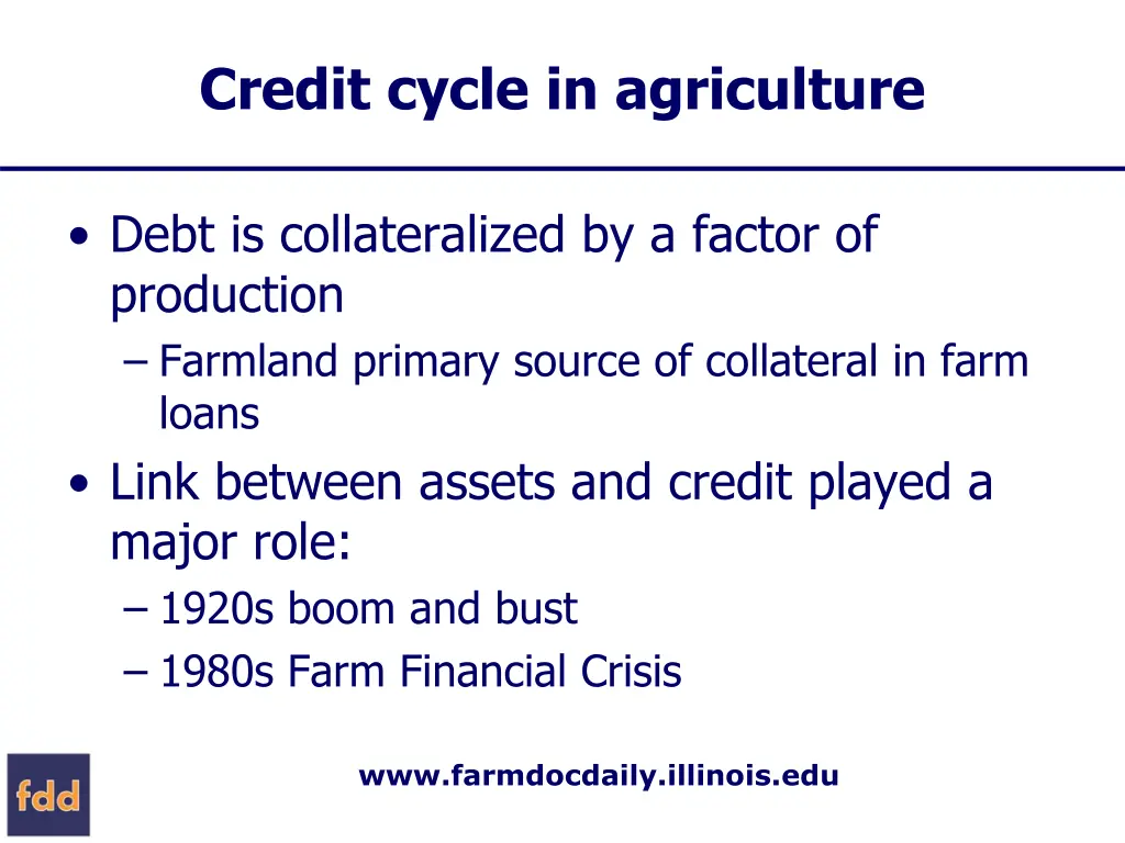 credit cycle in agriculture