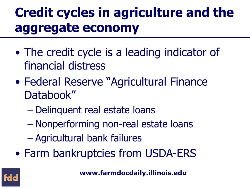 credit cycles in agriculture and the aggregate 1