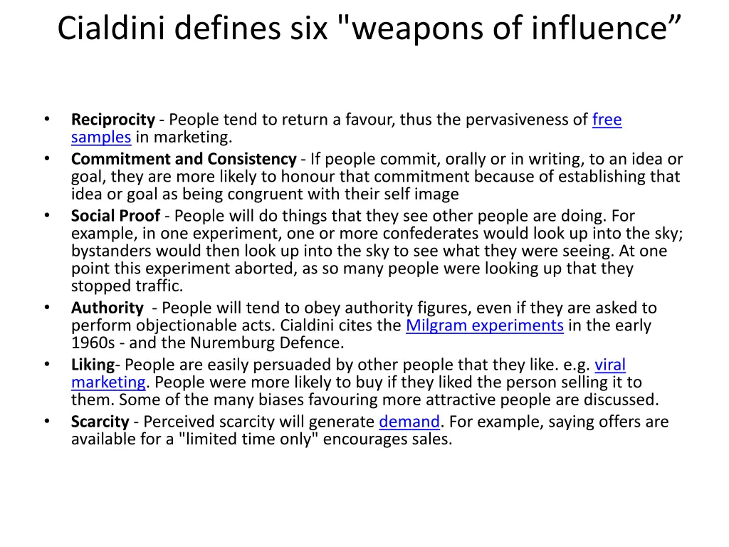 cialdini defines six weapons of influence