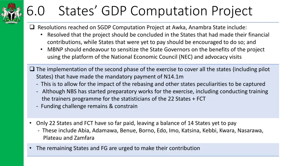 6 0 states gdp computation project