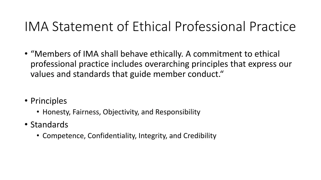 ima statement of ethical professional practice