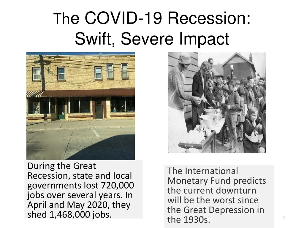 th e covid 19 recession swift severe impact