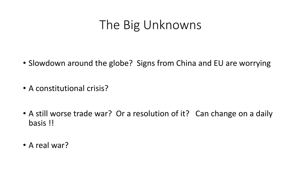 the big unknowns