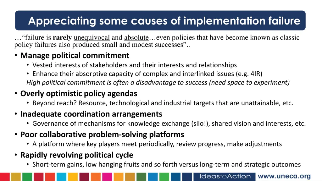 appreciating some causes of implementation failure