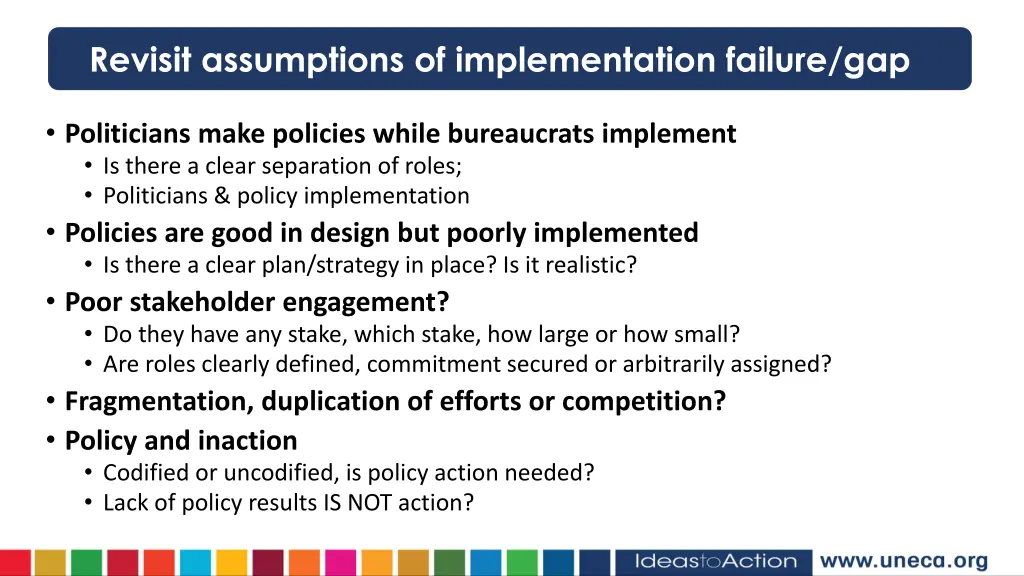 revisit assumptions of implementation failure gap