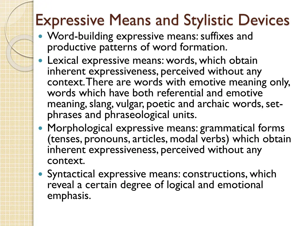 expressive means and stylistic devices word