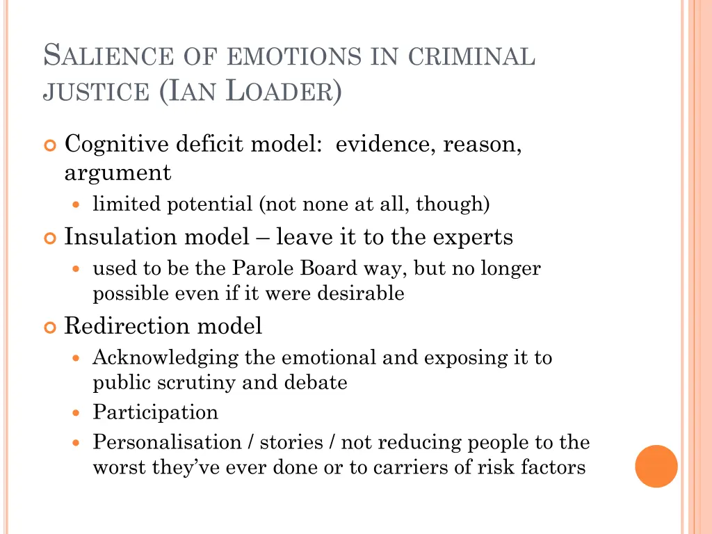 s alience of emotions in criminal justice