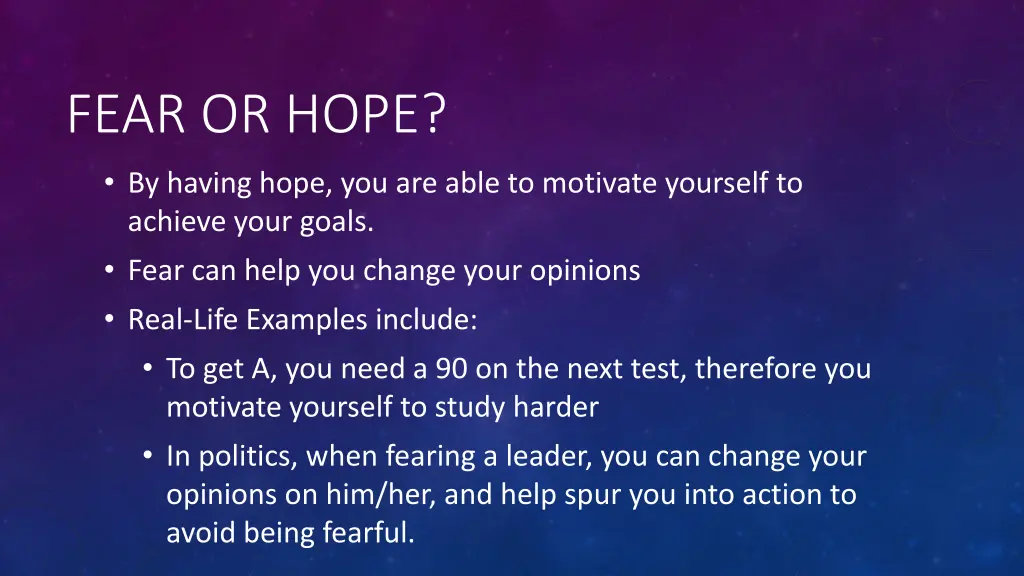 fear or hope