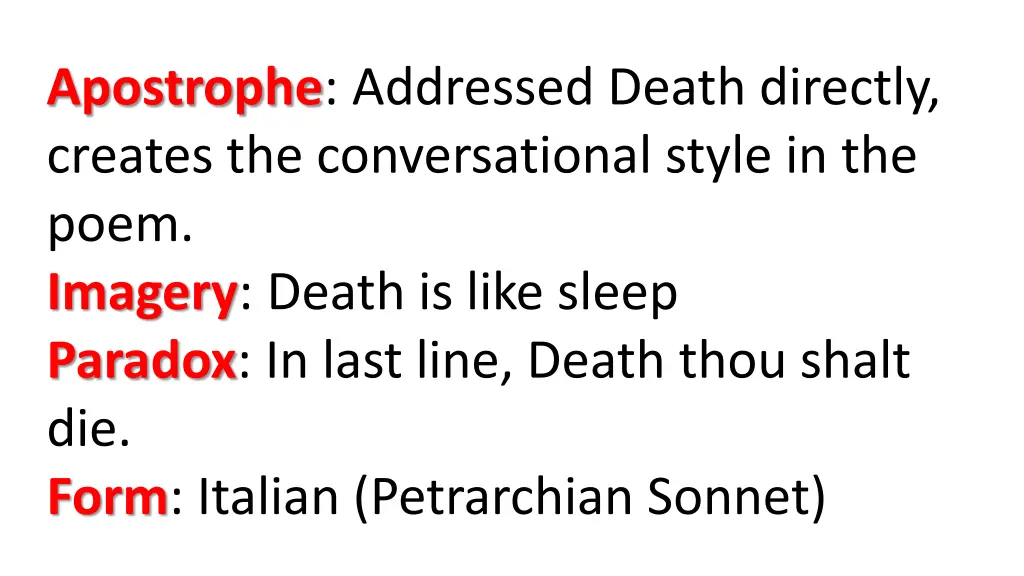 apostrophe addressed death directly creates