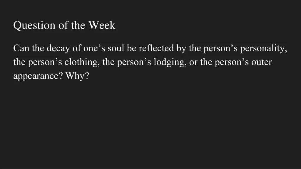 question of the week