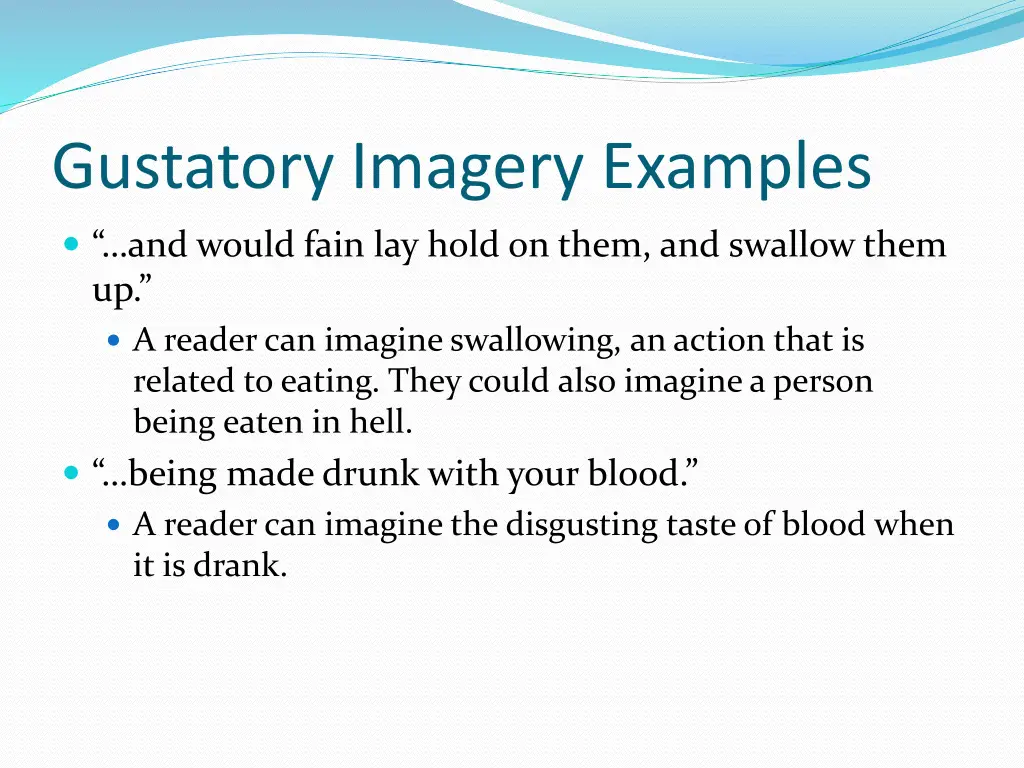 gustatory imagery examples