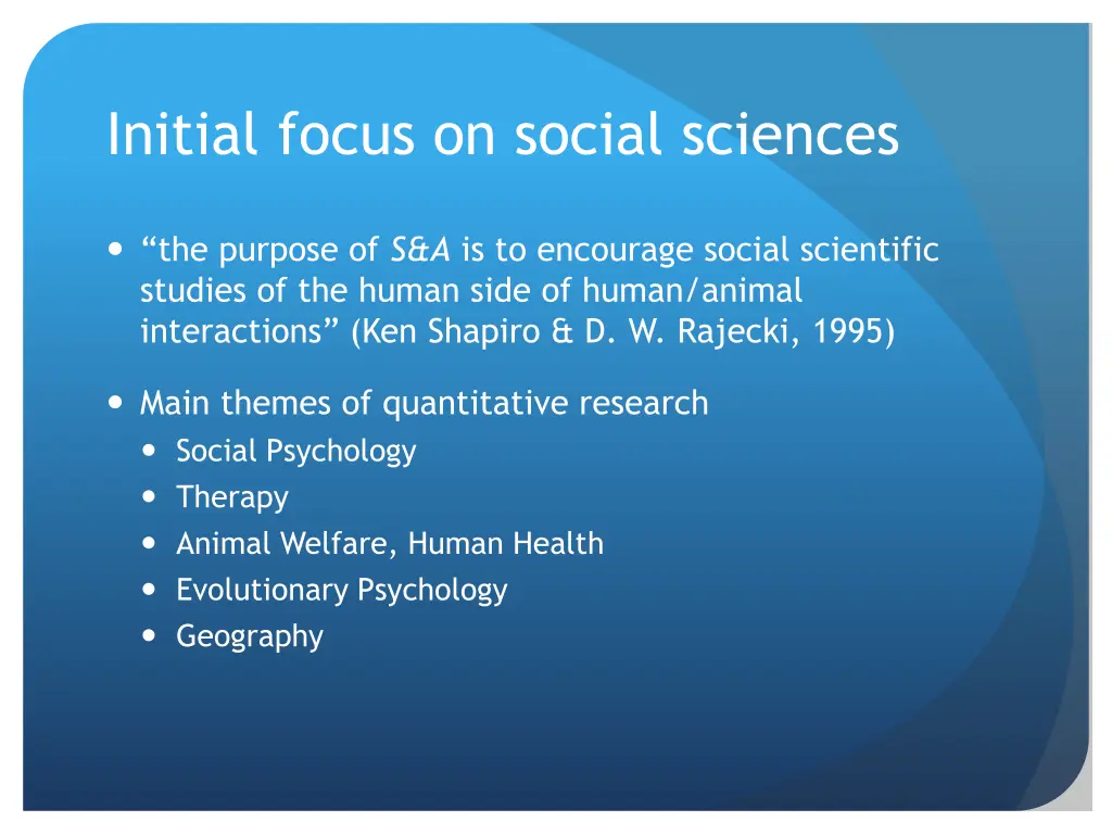 initial focus on social sciences 1