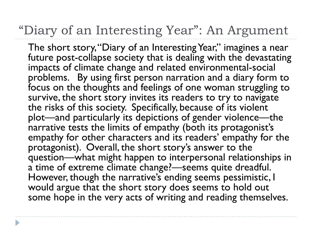 diary of an interesting year an argument