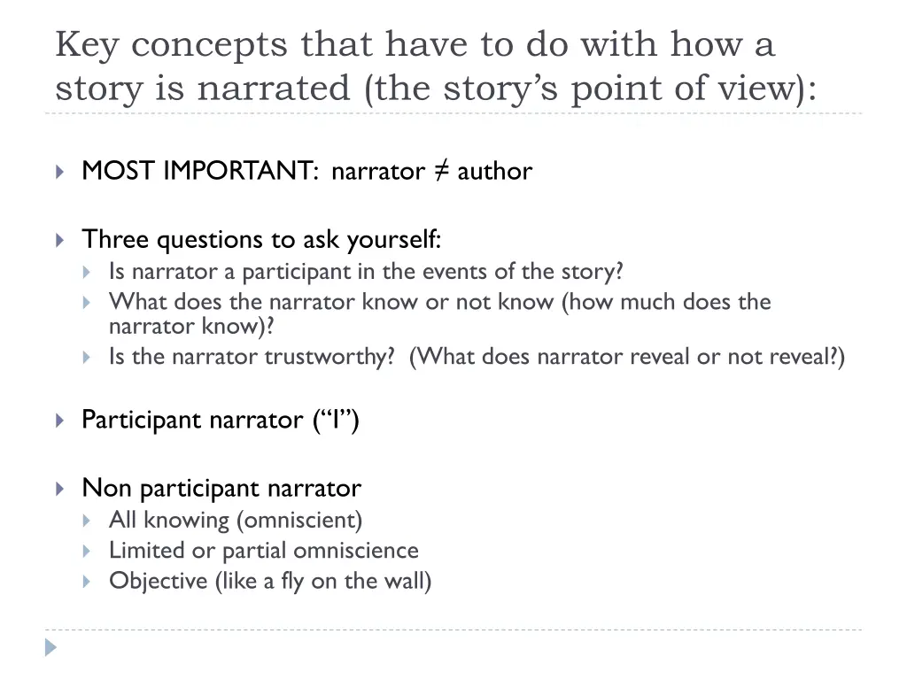 key concepts that have to do with how a story 1