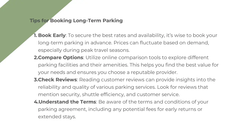 tips for booking long term parking