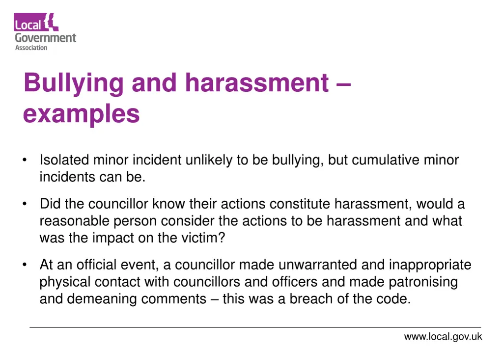 bullying and harassment examples