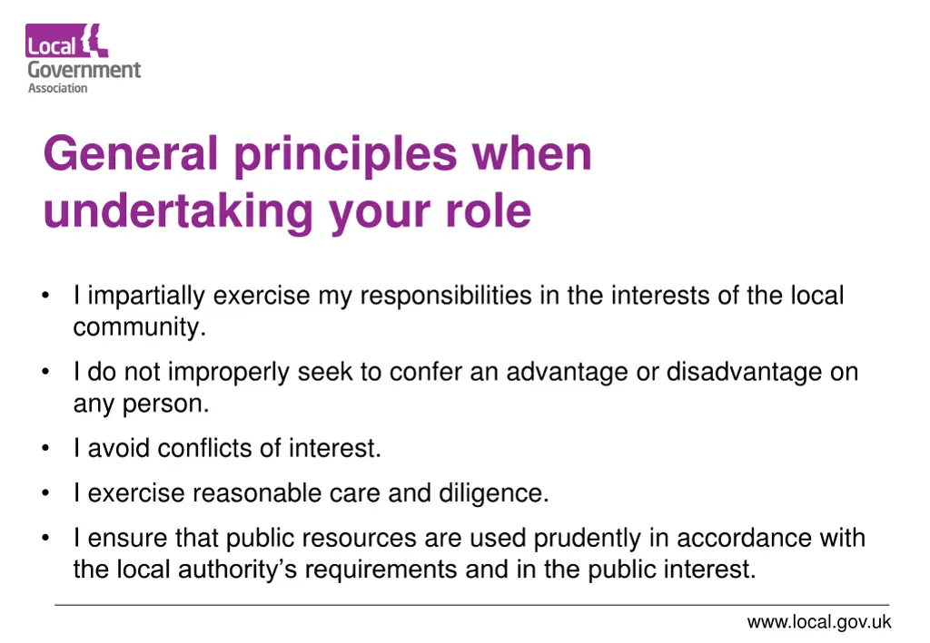 general principles when undertaking your role