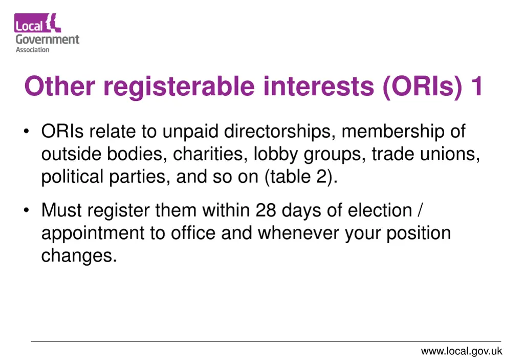 other registerable interests oris 1