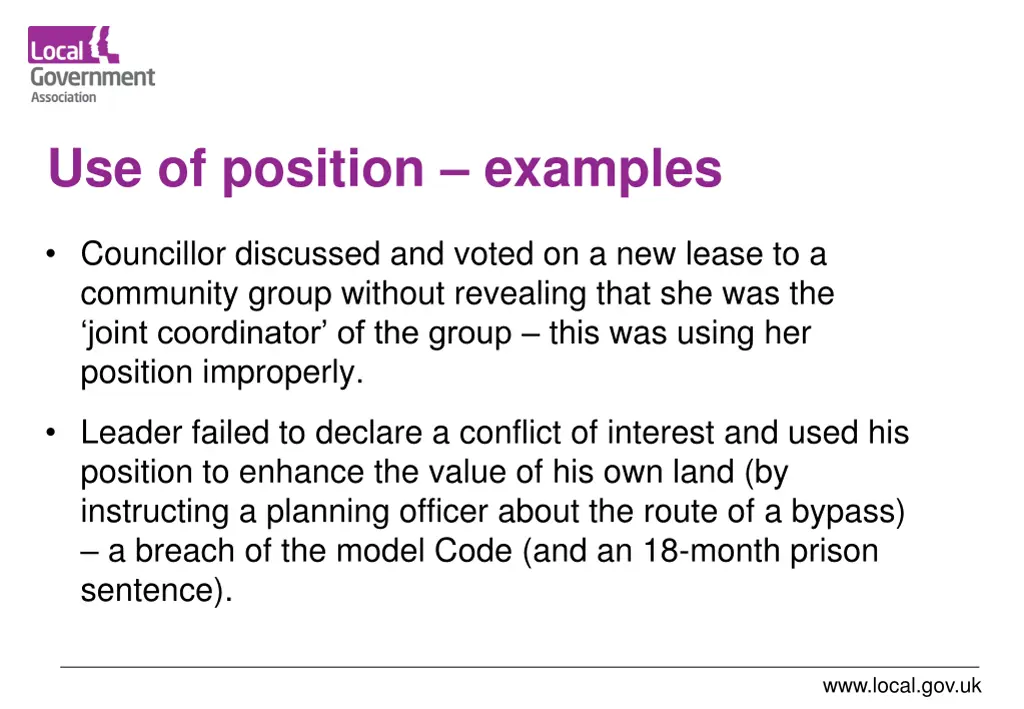 use of position examples