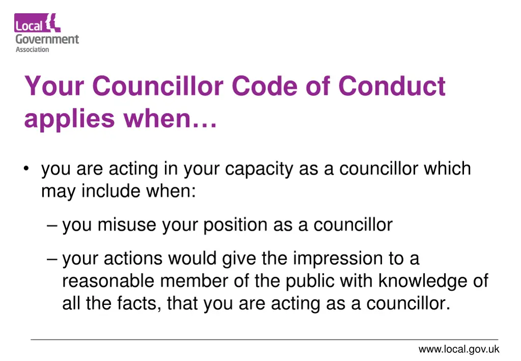 your councillor code of conduct applies when