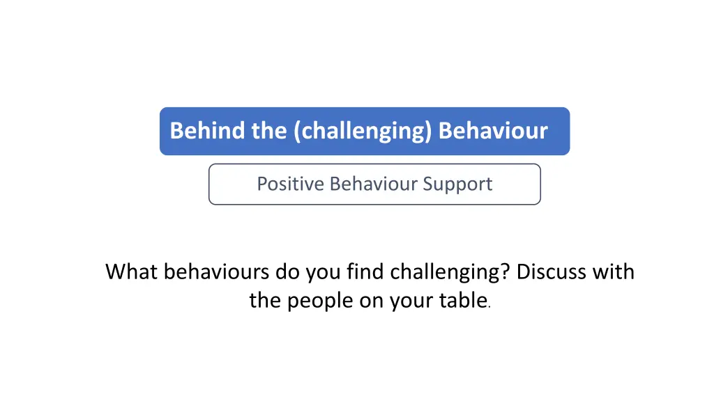 behind the challenging behaviour