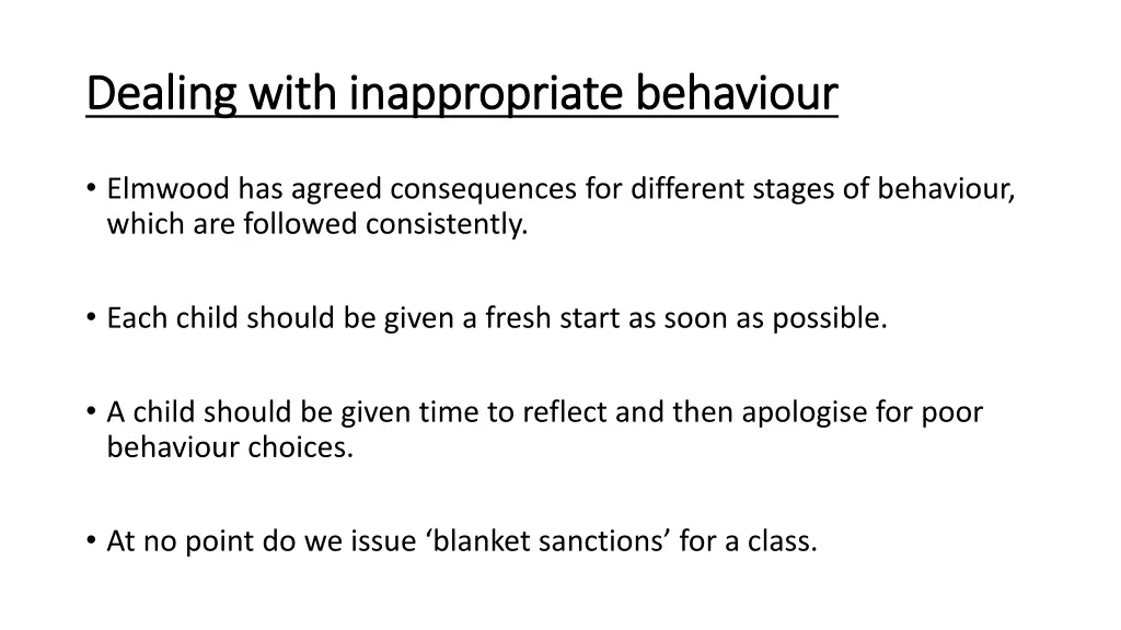 dealing with inappropriate behaviour dealing with