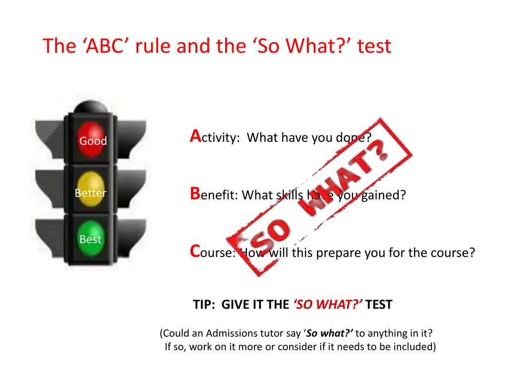 how to write about skills the abc method