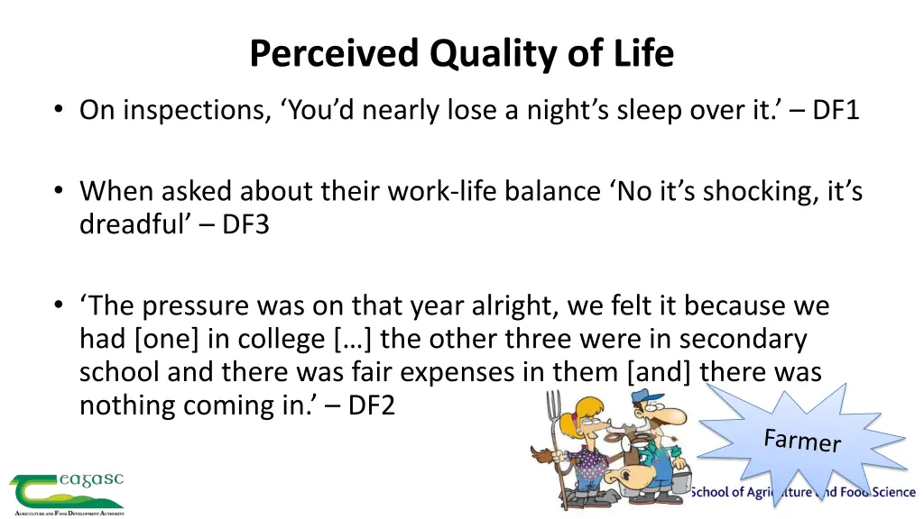 perceived quality of life on inspections