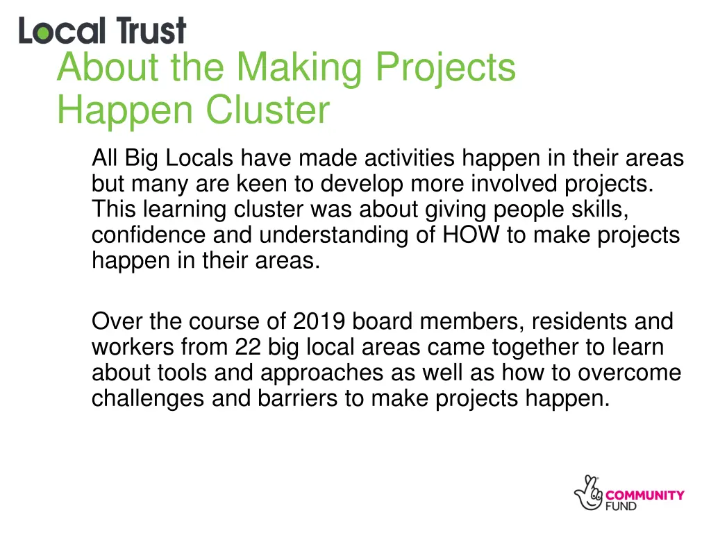 about the making projects happen cluster