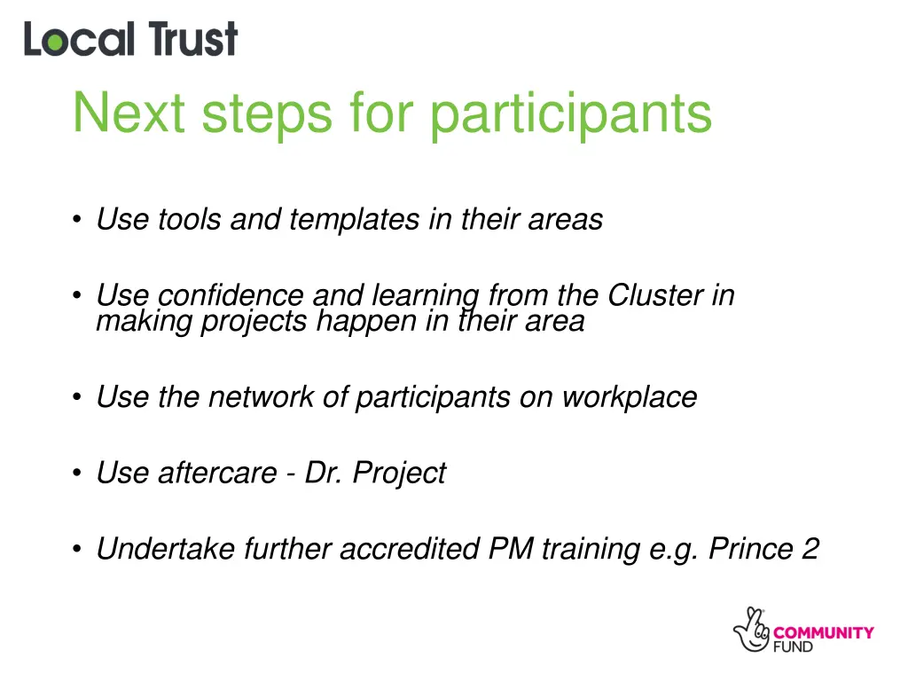 next steps for participants