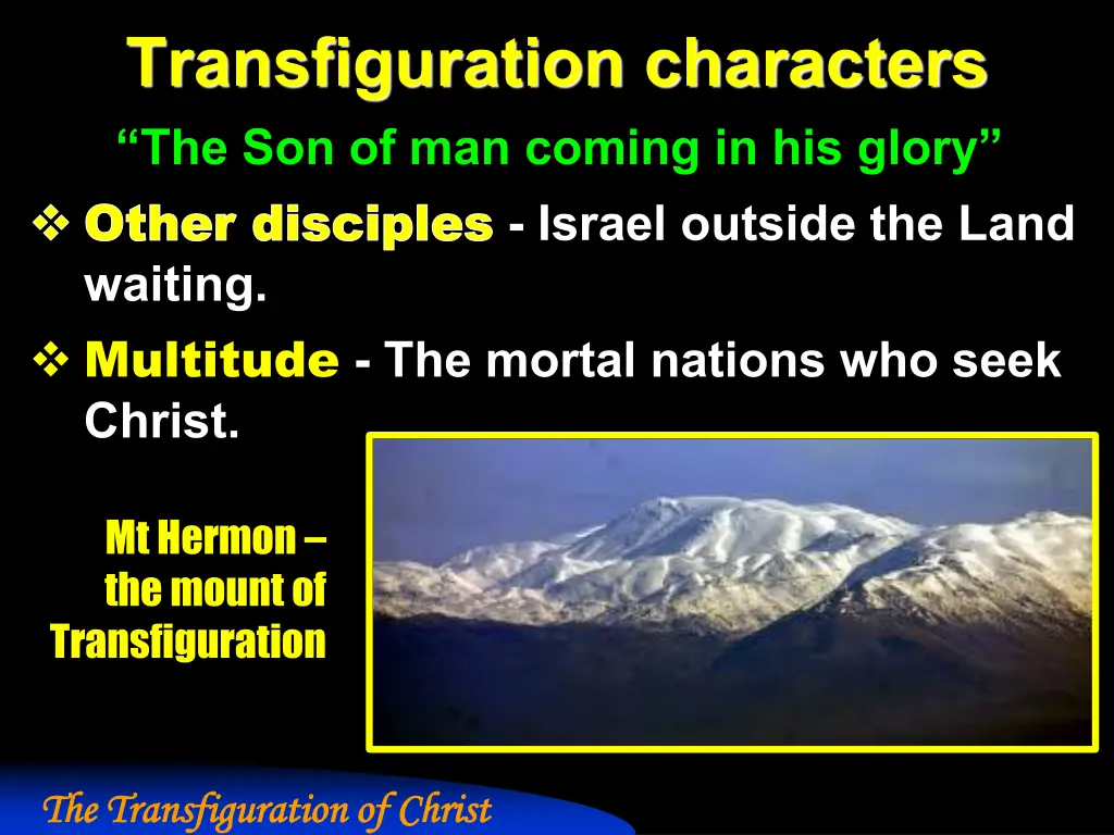 transfiguration characters the son of man coming 1