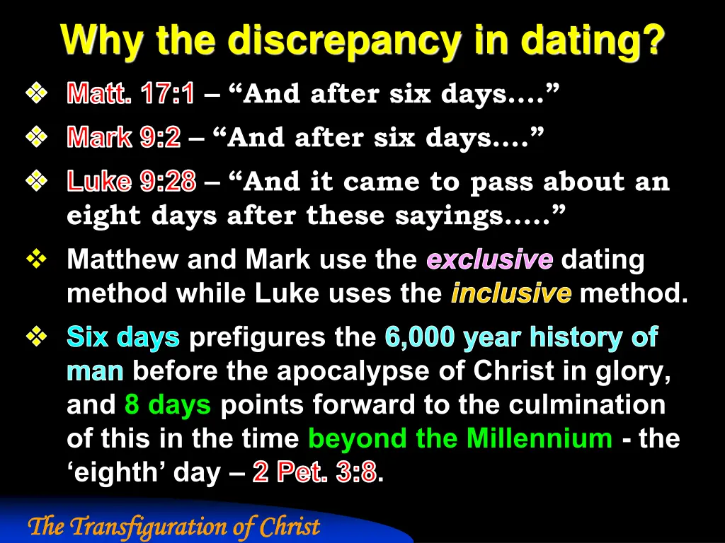 why the discrepancy in dating matt 17 1 and after