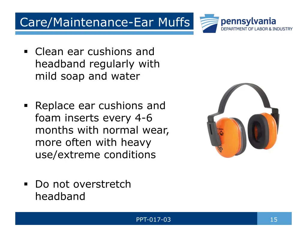 care maintenance ear muffs