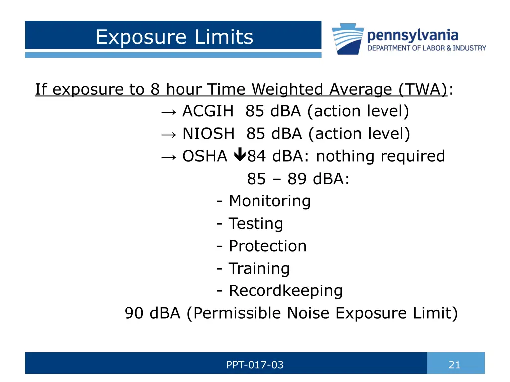 exposure limits 1