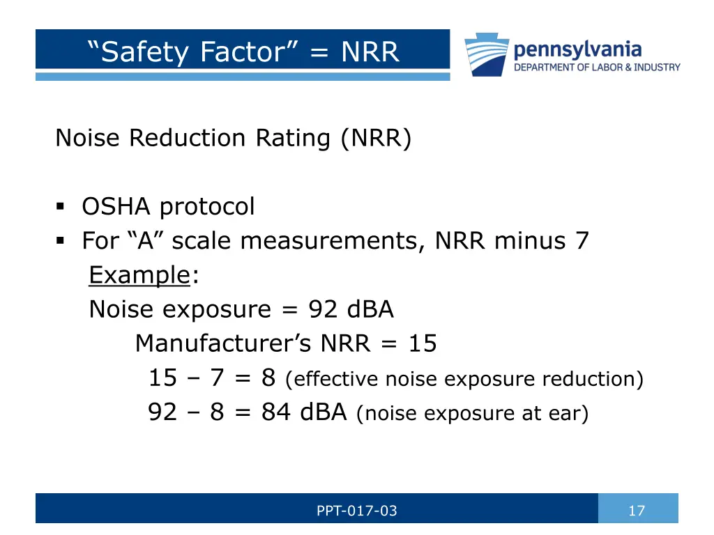 safety factor nrr