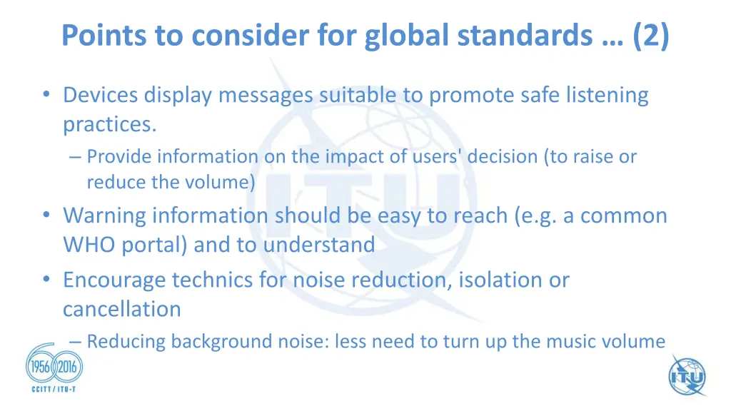 points to consider for global standards 2