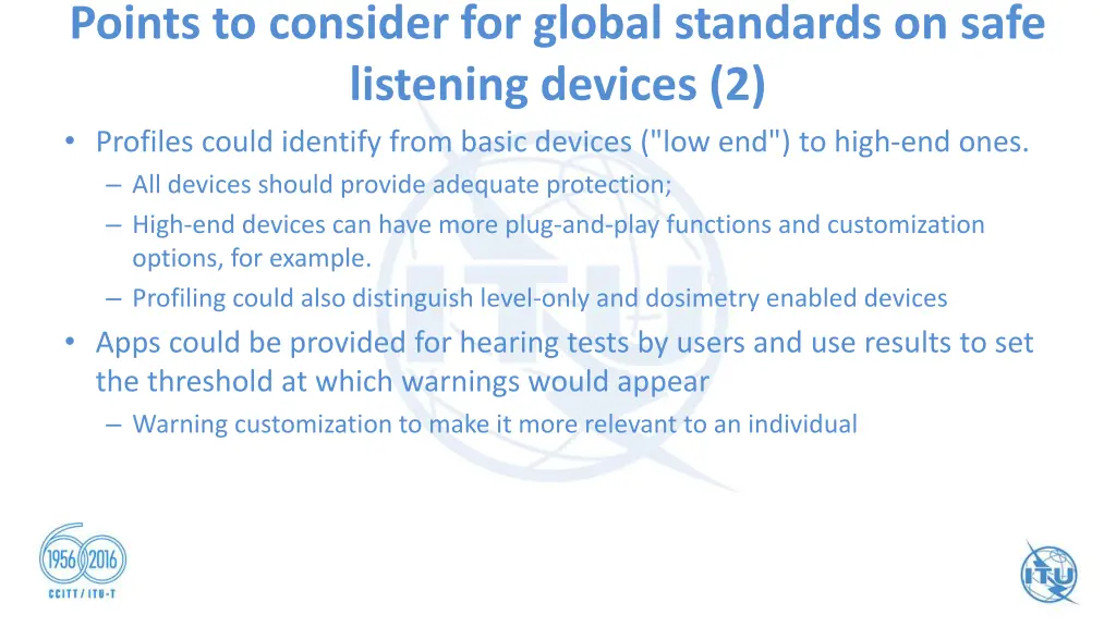 points to consider for global standards on safe 1