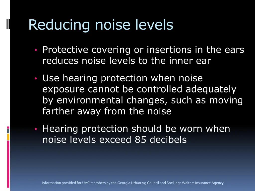 reducing noise levels