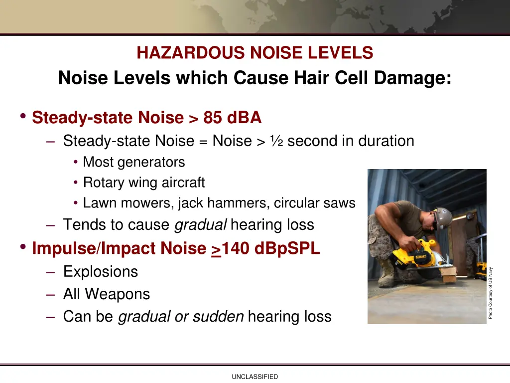 hazardous noise levels noise levels which cause