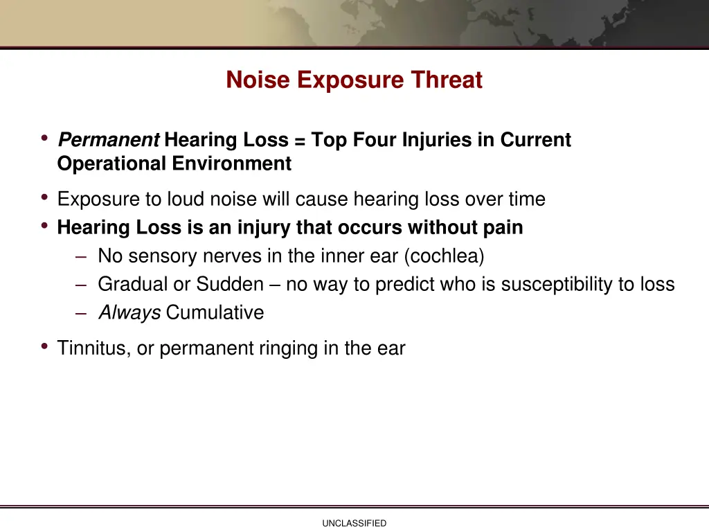 noise exposure threat