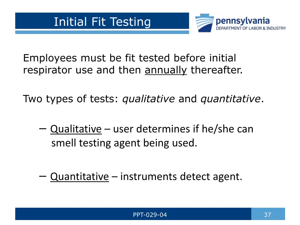 initial fit testing