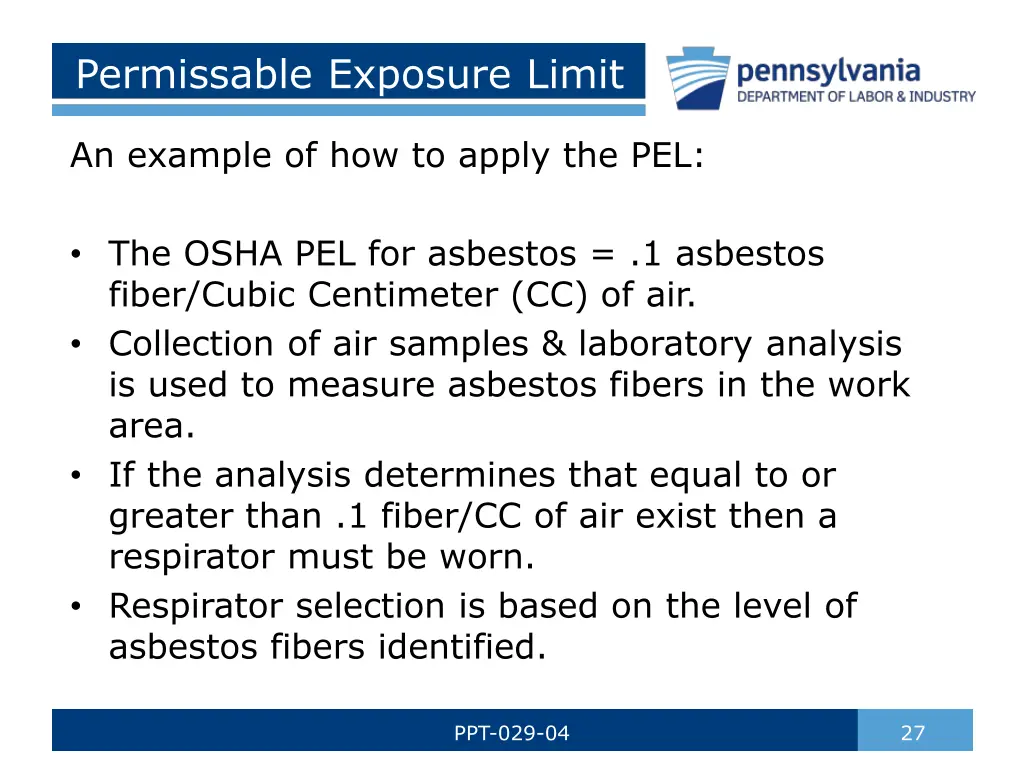 permissable exposure limit