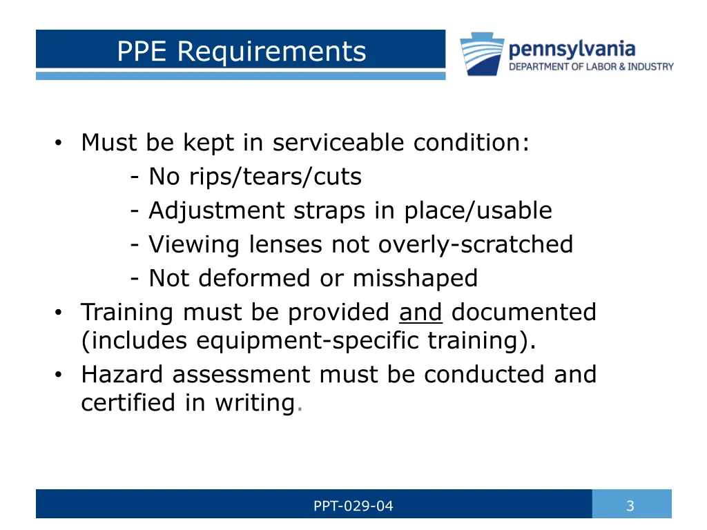 ppe requirements