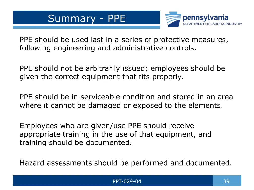 summary ppe